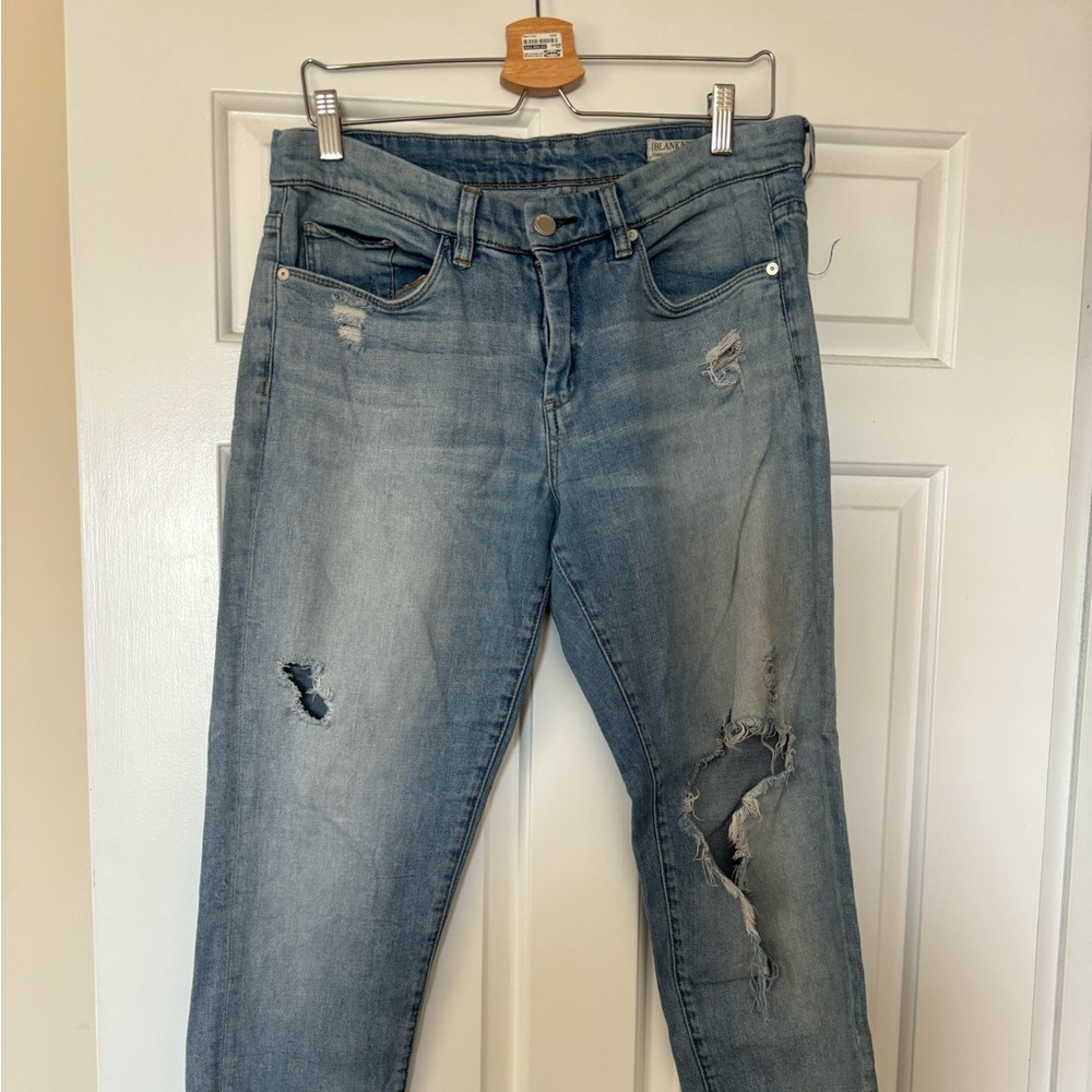 Distressed Blank NYC jeans. Lived-in soft denim.